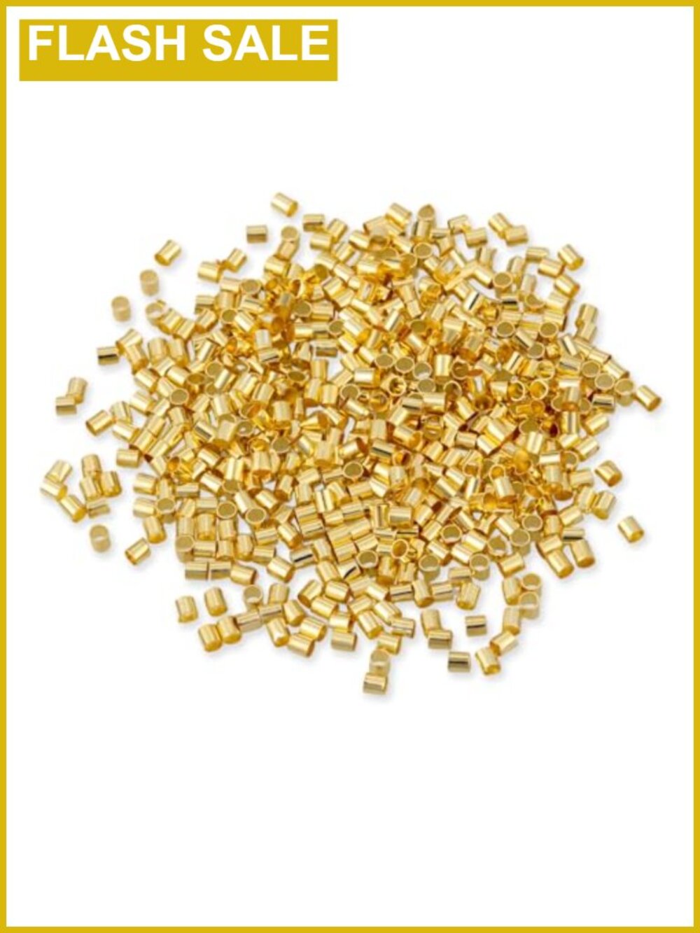 500Pc 18K Gold Plated Brass Crimp Beads for Jewelry Making